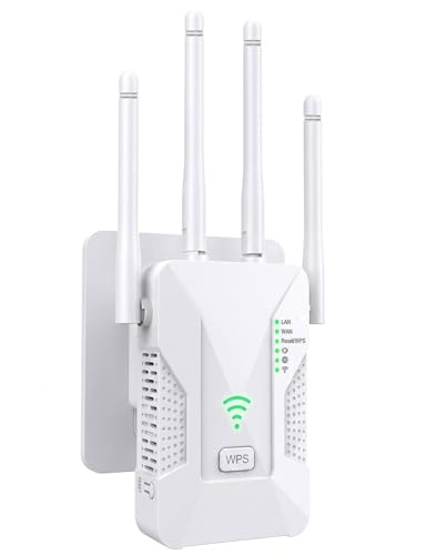 2026 WiFi Extender Booster, 4 Powerful Antennas Covers 5500 Sq.Ft and 50 Devices, Internet Extender - with Dual Ethernet Ports, Quick Setup, Home Wireless Signal Booster, UK Plug (White)