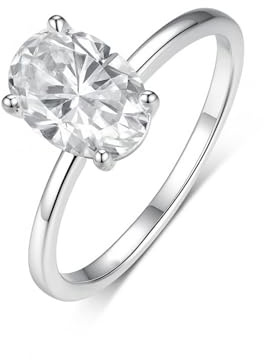 Moissanite Ring Weißgold, Verlobungsring Damen Vintage Oval 9K Weißgold Trauringe