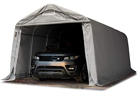 TOOLPORT Tente-Garage env. 3,3x6m PVC PRIMEtex 2300 Haute densité Anti-feu abri Garage, Tente de Stockage Gris