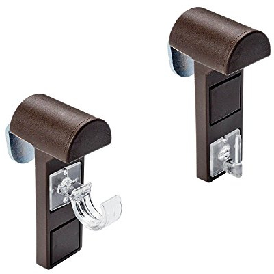 WR-Design 2er Set Klemmträger für Vitragestangen, Scheibengardinen Stange in den Farbe weiß oder braun (Weiss)
