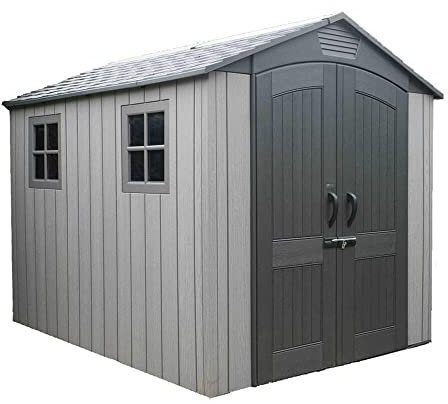 Lifetime Luna Plastic Garden Shed (204 x 285 x 227 cm, Light Grey) Tool Shed