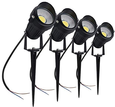 aulyun Lot de 4 Spot LED Cob 5W 220V Spots Jardin Orientables avec Piquet Luminaires Extérieur Jardin Terrasse