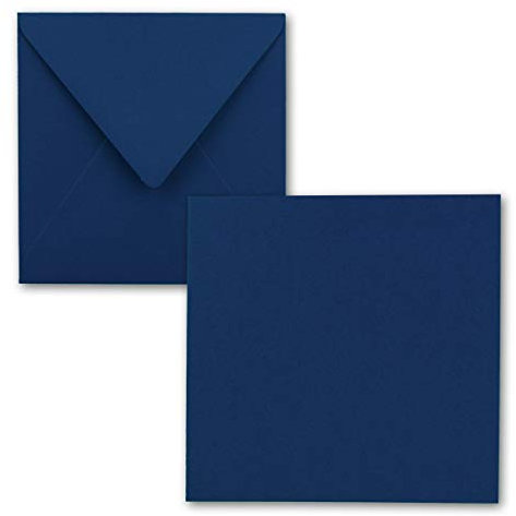 FarbenFroh by GUSTAV NEUSER - Juego de tarjetas individuales cuadradas de 15 x 15 cm, con sobres, papel de estraza, 25 unidades, para tarjetas de felicitación y más, color azul oscuro
