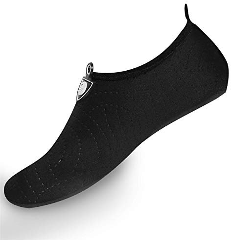 FADTOP Barfuß-Wassersportschuhe, schnelltrocknend, Aqua-Socken für Schwimmen, Strand, Pool, Surfen, Yoga, für Damen und Herren, Schwarz-1, 12.5-13 Women/11-11.5 Men