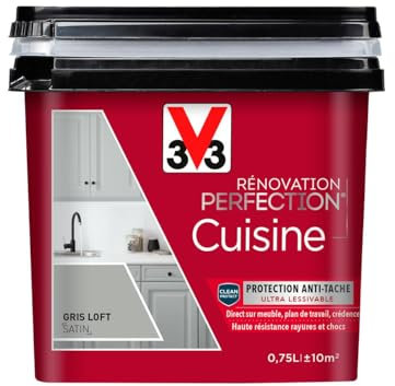 V33 Peinture de rénovation cuisine, Rénovation perfection Gris loft satin 750ml