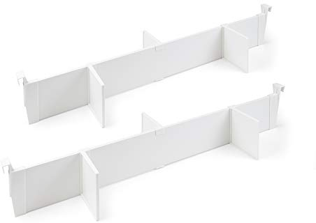 Emuca - Jeu Organisateur de tiroir réglable, Organisateur tiroir, Accessoires séparateur de tiroir, diviseur de tiroir 900mm, Aluminium, Blanc.