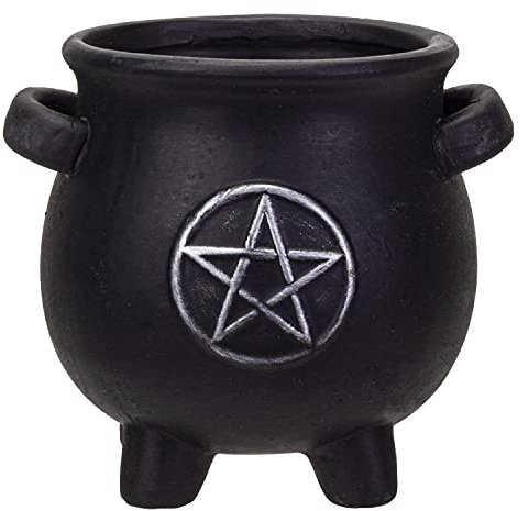 Hexenkessel Terrakotta-Pflanzgefäß Süßigkeitenhalter, Tischfigur (Pentagramm)