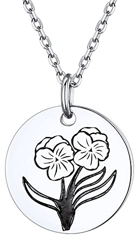 ChicSilver Silber Geburtsblume Anhänger Veilchen Kette Mädchen Geburtsblume Halskette 45cm für damen und Mädchen