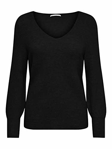 ONLY Women's ONLATIA L/S V-Neck Cuff KNT NOOS Strickpullover, Black, M