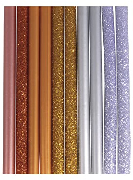 Rayher Heißklebesticks Glitter/Metallic, für Mini-Heißklebepistole (Niedrigtemperatur), 10 Stück, Länge 10 cm, 7 mm ø, gold/silber/kupfer gemischt, 33496999