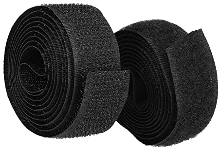 mumbi Kardborreband för sömnad, kardborreband bestående av krok och fleece för att sy på, kardborreband 20 mm x 1 meter, svart