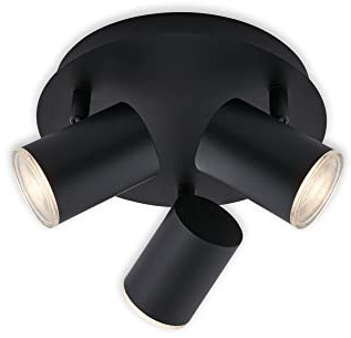 BRILONER Leuchten - Deckenspot, Badleuchte, Badlampe, Deckenleuchte, Strahler dreh- und schwenkbar, 3x LED/GU10, IP44, Schwarz, 210x112mm (DxH) 2731-035
