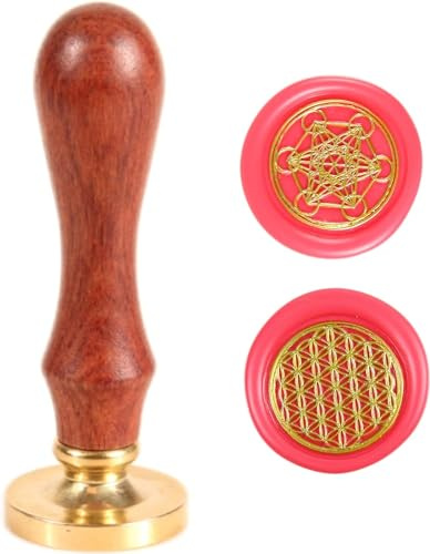 Wachssiegel Stempel Set Heilige Geometrie Siegel Wachsstempel Vintage 2 Stück Siegelwachs Stempelköpfe Blume des Lebens + Metatron's Cube