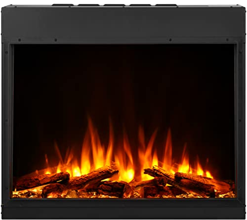 BALDERIA Elektrokamin Costas Einbaukamin, Elektro Heizung 2000W, Schwarz | 3D-Flammeneffekt, LED-Beleuchtung, WiFi, App-Steuerung, Knister-Sound, Flammentempo, Fernbedienung, Timer & Thermostat