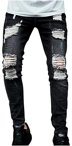 Pantalones Vaqueros para Hombre Casual Moda Jeans Rotos Trend Largo Skinny Pants Fitness Clásico Ropa de Hombre Ropa de Calle