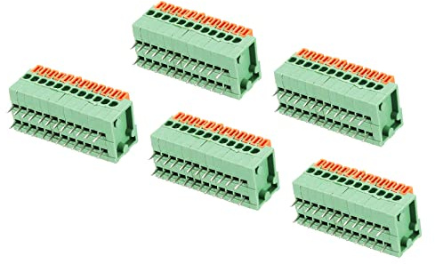 sourcing map 5 Packungen PCB Federklemme Blockanschluss KF141R 150V 2A 2.54mm 12 Positionen 90 Grad für PCB Board Elektronik Computer