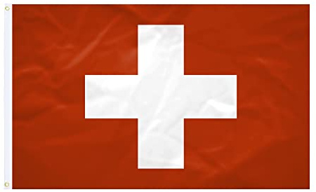Schweizer Flagge – 60 x 90 cm – verstärkter Stoff – nachhaltige Nähte – lebendige Farben – Flagge außen innen – integrierte Ösen – Nationalflagge