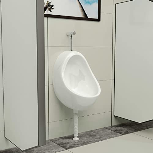 INLIFE Urinario de pared con válvula de descarga de cerámica, color blanco, 12,3 kg, 143990