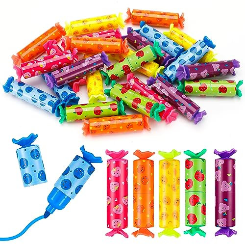 Smivyhp 24 Stück Mini Textmarker, Süße Bonbon Textliner Stifte für Kinder Schüler - 6 Farben, lustige Schreibwaren Highlighter Schule Mitgebsel-Füllungen (Fruchtstil)