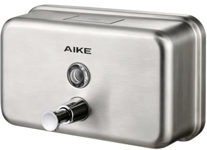 AIKE Dispenser di sapone in acciaio inossidabile aggiornato, montato a parete, capacità grande di 1100 ml, distributore manuale di sapone liquido antiruggine per uso commerciale e domestico AK1005