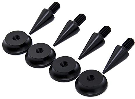 PrecisionGeek® Picchi per altoparlanti compatti M6 da 10 mm e cuscinetti – nero anodizzato – cuscinetti 20 mm 5 raggi