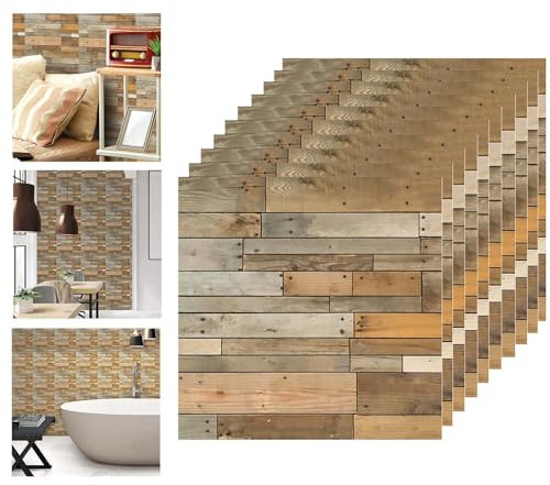 HAILM 3D Wandpaneele, Ziegeleffekt Verkleidung Backsplash, Peel und Stick Selbstklebende Tapete 11,8 x 11,8 30 Stück 2,7 SQM, Für Küche Badezimmer Wohnzimmer Schlafzimmer