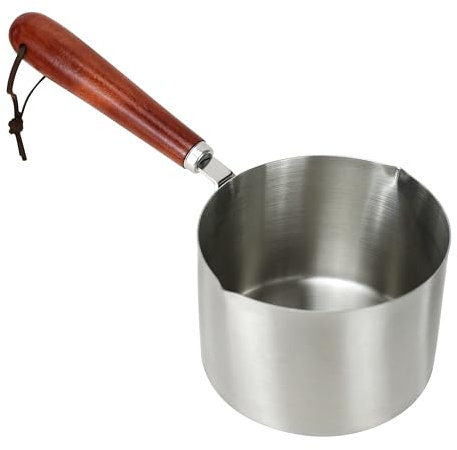 EIKS Stainless Steel Double Boiler Pot Warmer Pan with Heat Resistant Handle for Melting Chocolate Butter Candle & Warming Coffee Milk Tea, Capacity 16oz / 500ml