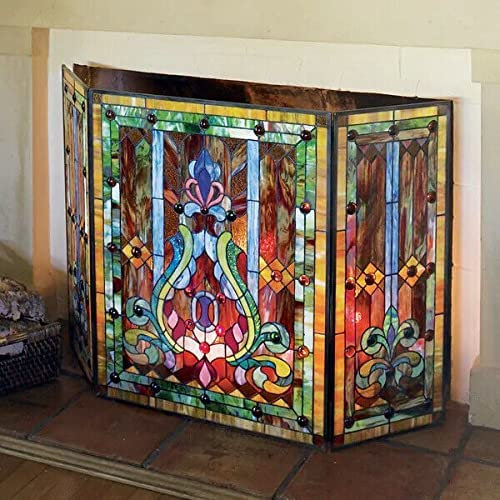 Kaminschirme, Buntglas-Kaminschirme in der Mitte haben eine Breite von 22; Kaminschirme, Flache Kaminschirme, dekorativ