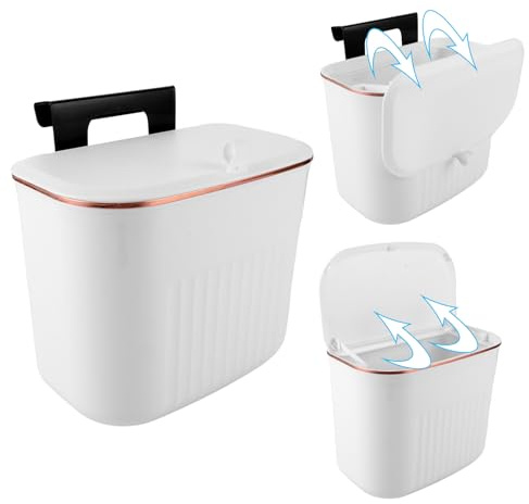 VIDETOL Mülleimer Hängend Mit Deckel, 7L Mülleimer Küche, Küchenmülleimer Küche für Schrank, Badezimmer, Schlafzimmer