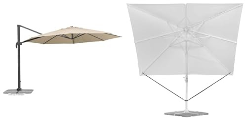 Schneider Sonnenschirm Rhodos Grande, natur, 400 cm rund Windsicherung für Ampelschirme, 313-00, schwarzes Polyesterband, 0.09 kg, 273 x 2 x 0.2 cm