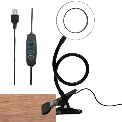 Laluky Magnifying Glass with Light 5X Magnifying Lamp, 3 Adjustable Colour Modes LED Magnifying Glasses, USB Powered Magnifier Lamp with Metal Clamp for Bedroom Dormitory