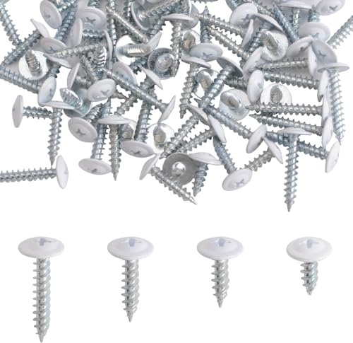 INCREWAY Lot de 120 vis à bois blanches à tête bombée en acier au carbone auto-taraudeuses pour plaques murales, 4 tailles