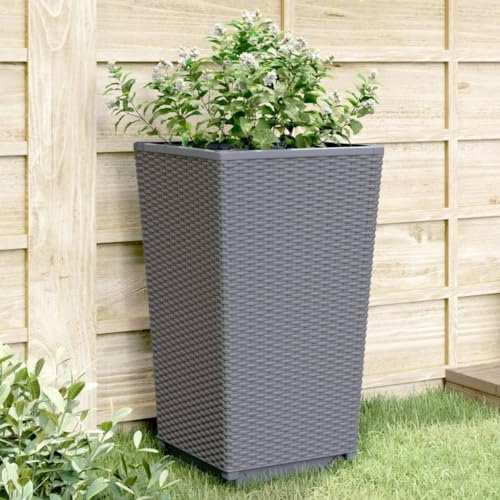 qohoio Pflanzkübel 4 STK. Blumenkasten PflanzgefäßE FüR Draussen PflanzenküBel Grau 32,5x32,5x57 cm PP
