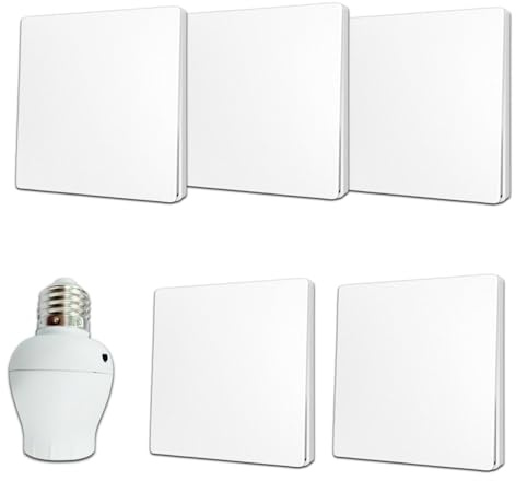Interrupteur sans fil et sans pile Auto alimenté - Écologique - Qualité Pro - Va et vient RF 5 télécommande + 1 Douille radio à visser E27 - Longue Distance - Intérieur Extérieur IP64