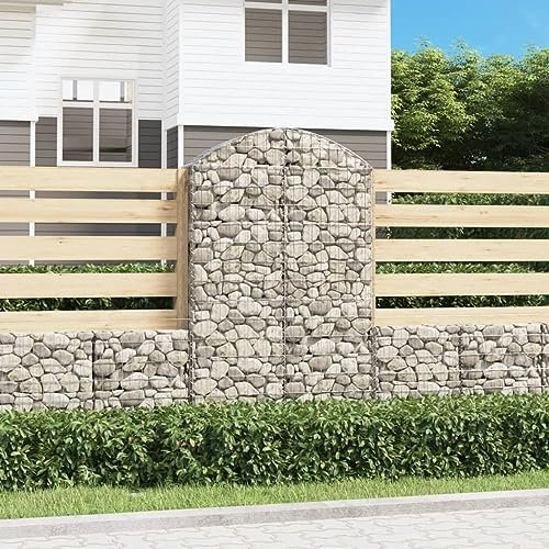 Hovothy Gabion avec arc haut, mur de jardin, mur en pierre, mur pour plantes, gabion, panier à pierres, grillage argenté, 100 x 30 x 180 cm, fer galvanisé