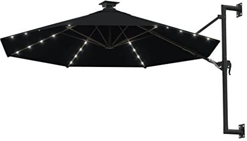 Annlera Garten-Sonnenschirm Balkonschirm Moderne Outdoor-Schirm Marktschirm Tischschirm Strandschirm Gartenmöbel Moderne und Elegante Design Wasserdicht und Sonnenschutz Schwarz 300x131 cm