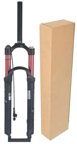 ZECHAO Federgabel Vorne 26/27,5/29 Zoll, 120 MM Federweg Gerade 1-1/8 Zoll Schnellspanner-Scheibenbremse Aluminiumlegierung Doppelluftkammergabel(Red-Remote Lock,29inch)