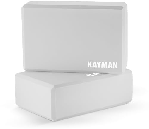 Kayman Yoga-Block, hochdichte, langlebige EVA-Schaum-Blöcke mit rutschfester Oberfläche, tragbare, leichte Yoga-Nackenrolle, ideal zur Verbesserung der Flexibilität, Balance und Ausrichtung, Grau, 23