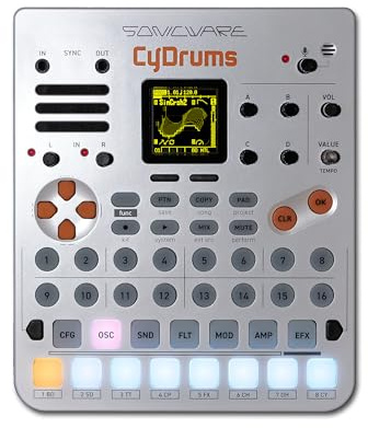 Sonicware CyDrums [Expressive Drum Synthesizer] Neo-Hyperactive Drum Machine, Wavetable x Velocity & Pressure Modulation, Wavetable Synth, Built-in speaker & Battery-powered