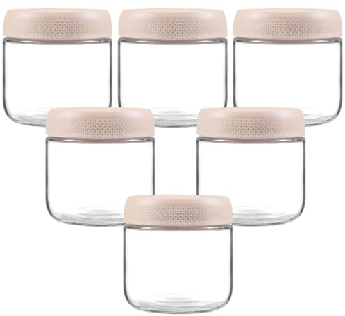 Siocok 6 Pack 12oz Glass Jars with Lids, with Screw Lid Reusable Small Mason jars Overnight Oats Jars, Glass Candy Canning for Food Prep, Yogurt, Spice,Fruit, Sauce, Cereal, Snacks
