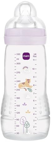 MAM | Easy Active 6+ Month Baby Bottle Lilac (330 ml) – Bottle with Silicone Teat Ultra-Fast X-Speed – Baby Bottle with Airtight Seal
