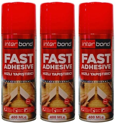 Interbond Aktivator Spray Aushärtungsbeschleuinger 3 Stück 400ml für Sekundenkleber - Aerosol Sprühdose Extra Stark für Schnelles Aushärten von Alleskleber, Stoffkleber, Holzkleber - Sofortige Haftung