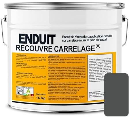 APARA Enduit carrelage effet béton, salle de bain, cuisine, recouvre les joints, lisse et décore, sans sous-couche, prêt à l'emploi 15 Kg