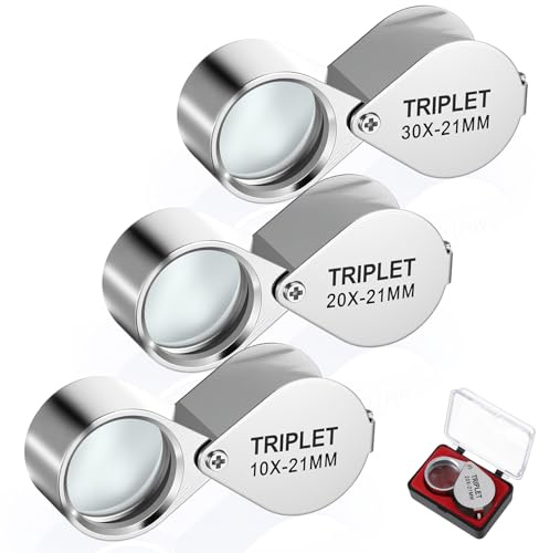 10X, 20X and 30X Juwelier Lupe Jewelry Loop Magnifier Faltbare Handlupe Taschenlupe Augenschlaufenlupe Juwelierlupe zum Erkennen von Münzen, Diamanten, Edelsteinen, Schmuck, Briefmarken, Antiquitäten
