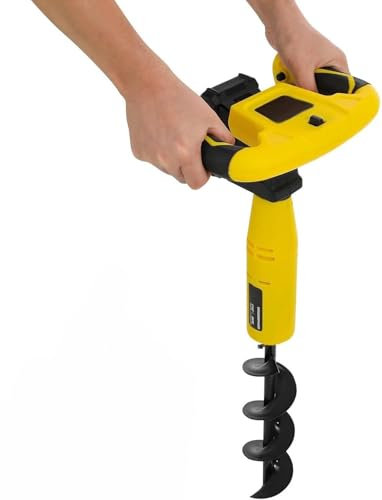 ZXCVBNMQ Cordless Earth Auger Electric Post Hole Digger for Small Garden Tree Planting Reverse Function Battery Powered and Easy to Use