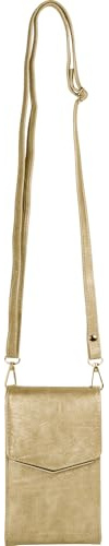 styleBREAKER Damen Mini Umhängetasche V-Klappe Karten | 10,5x18x4 cm Crossbody-Bag, 2 Hauptfächer, 6 Steckplätze, Reißverschlussfach, 76-139 cm Schulterriemen, Metall-Detail.