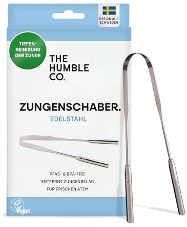 The Humble Co. Zungenschaber Edelstahl, Tongue Scraper aus 100% Edelstahl