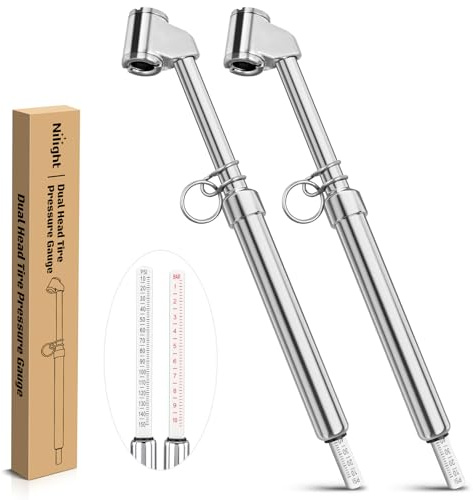 Nilight Dual Head Tire Pressure Gauge Heavy Duty Truck Air Chuck Range 10-150PSI 1-10Bar Tire Pressure Checker Straight-On Tire Air Gauge Extended Tube for Semi Truck, RV, Car, Motorcycle