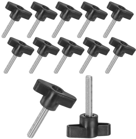 Dayalo 12 Stück T-Flügelschraube M6 x 20mm, Rändelschraube M6 Schwarz, Sterngriffschraube M6 Kohlenstoffstahl 36mm Durchmesser für schnellen Austausch des Handfestziehknopfs