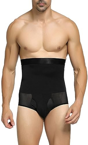 LYGBAOFUL Pantaloncini Modellanti da Uomo a Vita Alta Che Dimagriscono Il Controllo della Pancia Compressione del Corpo Biancheria Intima Slip con Cintura Addominale (Nero, XL)